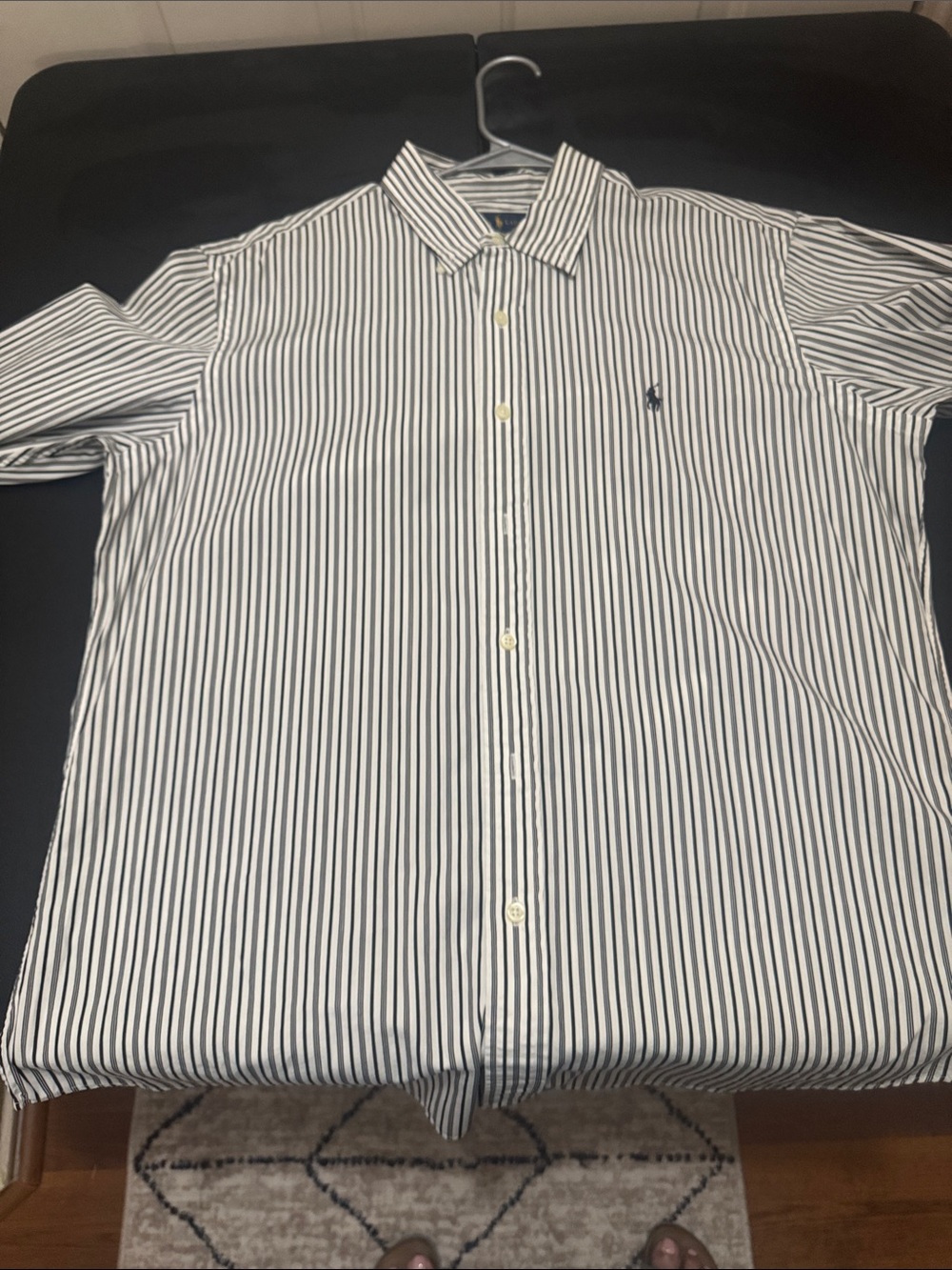 Ralph Lauren Black and White Vertical Stripe Button-Down Shirt